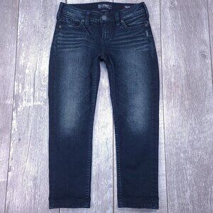 Silver Jeans Womens Tuesday Capri Size 28 Dark Blue Denim Wash Whiskering Crop